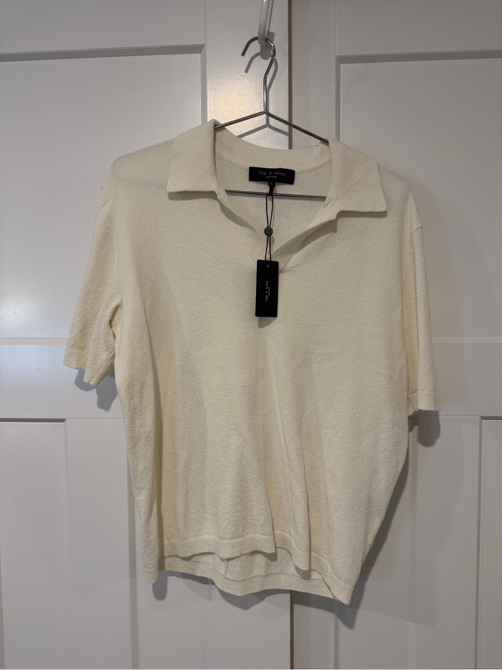 rag & bone Ivory Short-Sleeve Polo Knit Top